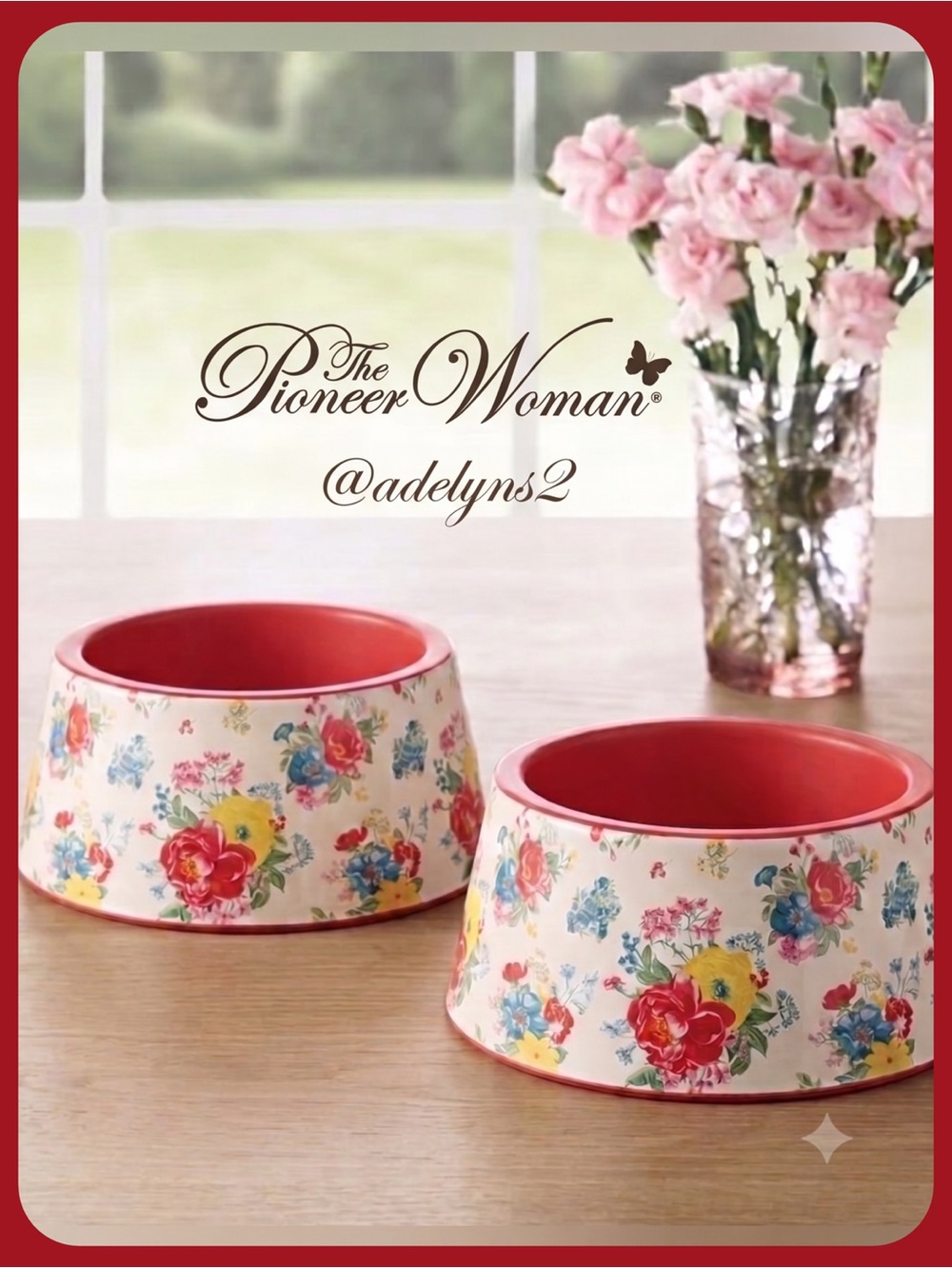 2022 🌺 New Pioneer Woman Fancy Flourish Dog/Cat/Pet Feeder Bowls Set 2